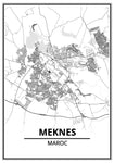 Affiche Carte Ville <br /> Meknès