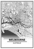 Affiche Carte Ville <Br /> Melbourne 21X30Cm 1700