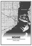 Affiche Carte Ville <Br /> Miami 21X30Cm 1700