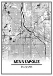 Affiche Carte Ville <br /> Minneapolis