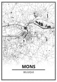 Affiche Carte Ville <br /> Mons