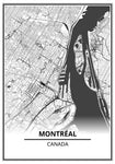 Affiche Carte Ville <br /> Montréal