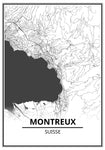 Affiche Carte Ville <br /> Montreux
