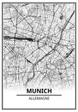 Affiche Carte Ville <br /> Munich