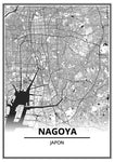 Affiche Carte Ville <br /> Nagoya