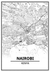 Affiche Carte Ville <br /> Nairobi