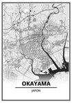 Affiche Carte Ville <br /> Okayama