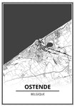 Affiche Carte Ville <br /> Ostende