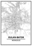 Affiche Carte Ville <br /> Oulan-Bator