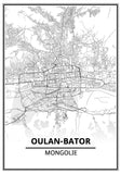 Affiche Carte Ville <br /> Oulan-Bator