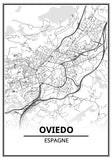 Affiche Carte Ville <br /> Oviedo