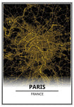 Affiche Carte Ville <Br /> Paris 21X30Cm / Noir/jaune 1701