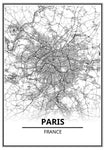 Affiche Carte Ville <Br /> Paris 21X30Cm / Blanc 1701