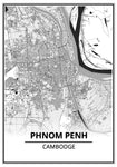 Affiche Carte Ville <br /> Phnom Penh