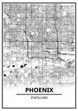 Affiche Carte Ville <br /> Phoenix