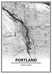 Affiche Carte Ville <br /> Portland