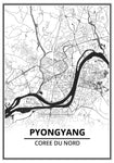 Affiche Carte Ville <br /> Pyongyang