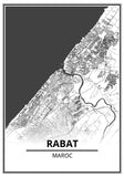 Affiche Carte Ville <br /> Rabat