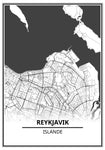 Affiche Carte Ville <br /> Reykjavik