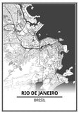 Affiche Carte Ville <br /> Rio de Janeiro