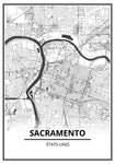 Affiche Carte Ville <br /> Sacramento