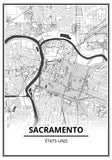 Affiche Carte Ville <br /> Sacramento