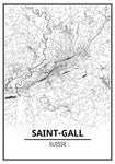 Affiche Carte Ville <br /> Saint-Gall