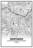 Affiche Carte Ville <br /> Santiago