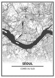 Affiche Carte Ville <br /> Séoul