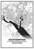Affiche Carte Ville <br /> Southampton
