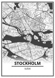 Affiche Carte Ville <Br /> Stockholm 21X30Cm 1700