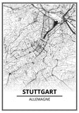 Affiche Carte Ville <br /> Stuttgart