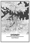 Affiche Carte Ville <Br /> Sydney 21X30Cm 1700