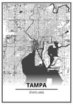 Affiche Carte Ville <br /> Tampa