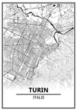 Affiche Carte Ville <br /> Turin