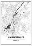 Affiche Carte <br /> Valenciennes