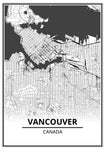 Affiche Carte Ville <br /> Vancouver