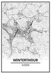 Affiche Carte Ville <br /> Winterthour