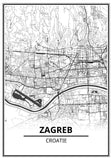 Affiche Carte Ville <br /> Zagreb