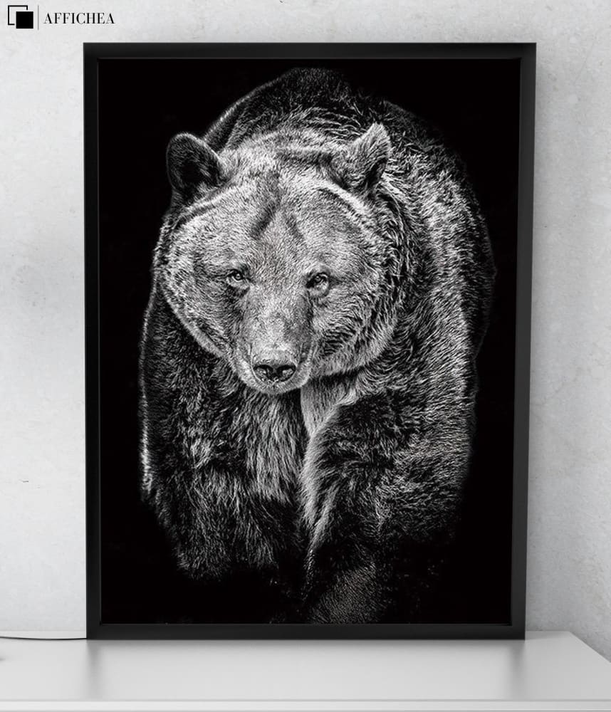 Affiche Ours Noir Et Blanc Affichea