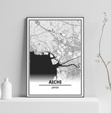 Affiche Carte Ville <br /> Aichi