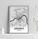 Affiche Carte Ville <br /> Cincinnati