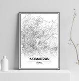 Affiche Carte Ville <br /> Katmandou