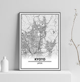 Affiche Carte Ville <br /> Kyoto