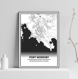 Affiche Carte Ville <br /> Port Moresby