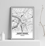 Affiche Carte <br /> Saint-Denis