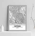 Affiche Carte Ville <br /> Saitama