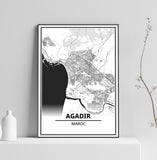 Affiche Carte Ville <br /> Agadir
