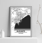 Affiche Carte Ville <br /> Alicante