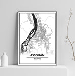 Affiche Carte Ville <br /> Assouan